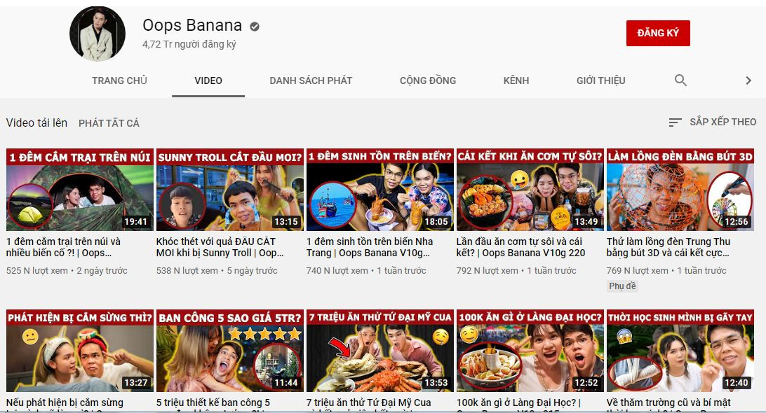 So sánh kênh YouTube của Quỳnh Trần JP có 3,4 triệu lượt đăng ký, tổng lượt xem hơn 1,1 tỷ hay Bà Tân Vlog hiện có 3,9 triệu lượt đăng ký, Oops Banana ''quyền lực'' hơn cả. Video nào của Chuối cũng đạt hàng trăm nghìn cho đến vài triệu view.