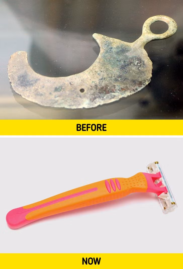 Những chiếc dao cạo râu đầu tiên được phát minh trong thời đại đồ đồng trông có vẻ không liên quan đến phiên bản ngày nay.