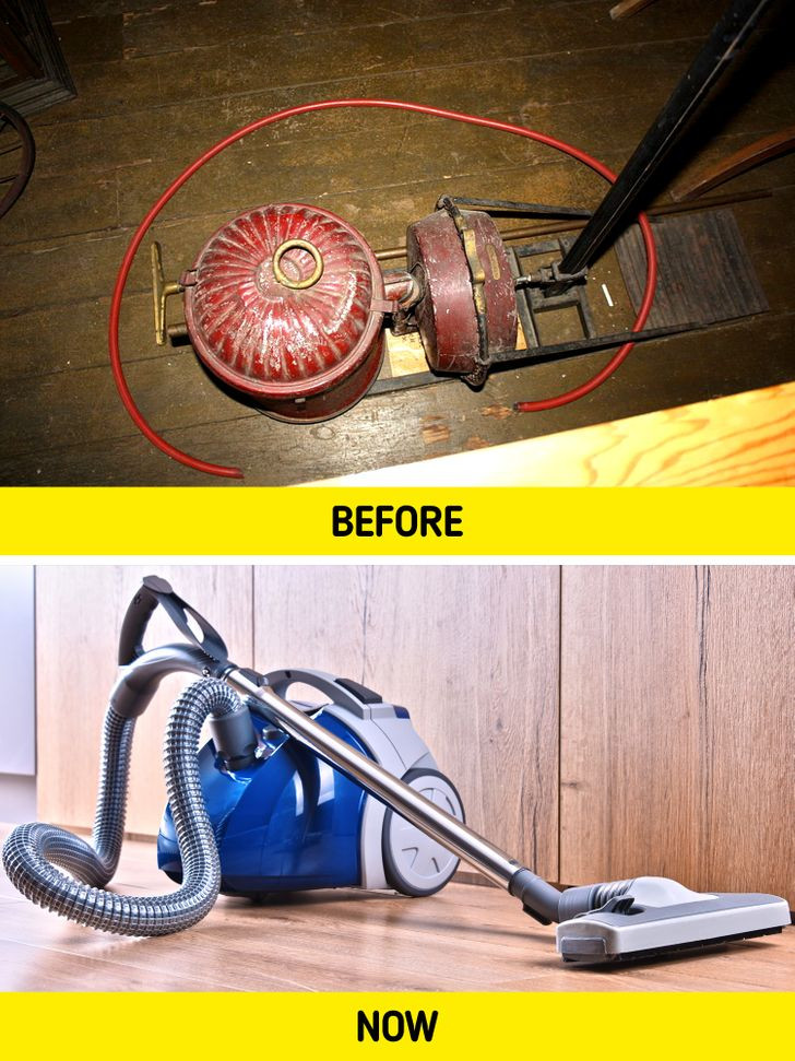  Phiên bản đầu tiên kỳ dị của máy hút bụi được phát minh vào những năm 60 của thế kỷ 19, còn những mô hình chúng ta quen thuộc, với động cơ điện, đã được giới thiệu vào đầu thế kỷ 20.