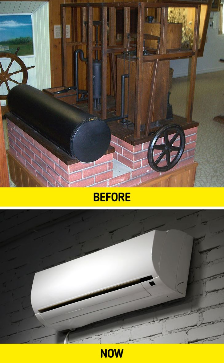 Nhìn cỗ máy siêu to khổng lồ này ít ai nghĩ rằng đây từng là máy điều hòa của con người thưở sơ khai, được phát minh bởi bác sĩ người Mỹ John Gorrie. Các nhà phát minh khác đã ủng hộ và kế thừa ý tưởng của ông và vào năm 1902, máy điều hòa nhiệt độ điện đầu tiên đã xuất hiện.