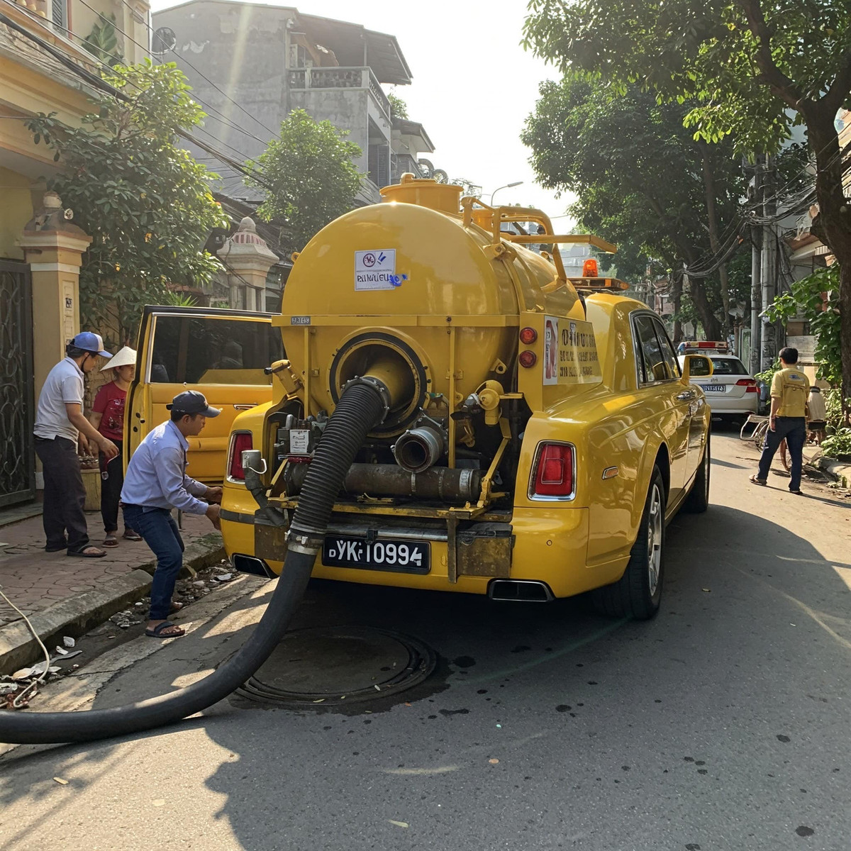 Chiếc RR Phamtom vốn dĩ một sản phẩm độc đáo và là biểu tượng của sự hoàn hảo không thể bắt chước dành cho giới siêu giàu. Phiên mảng full màu vàng được sử dụng để hút hố ga.