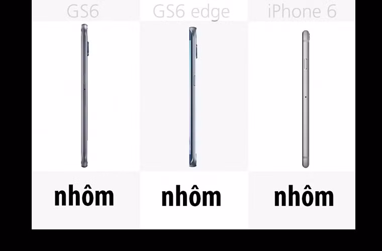  Cạnh bên: S6 và S6 Edge có cạnh bên làm bằng nhôm, làm nên tổng thể hoàn chỉnh với mặt lưng phủ kính.