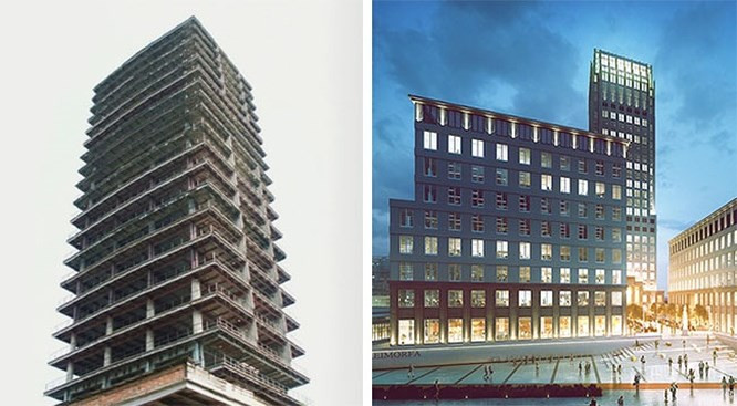  7. Unity Tower, Ba Lan: Tháp Unity được hình dung như một văn phòng khu vực cho Hiệp hội Kỹ thuật Ba Lan. Xây dựng bắt đầu vào năm 1975, nhưng do các vấn đề kinh tế, công trình đã bị dừng lại sáu năm sau đó. Kể từ đó, tòa nhà cao nhất ở Kraków vẫn đứng đó như một lời nhắc nhở buồn rầu về một thời đại đã qua. Tuy nhiên, một sự đổi mới hoàn toàn của tháp thành một khu phức hợp sống ưu tú đang được xem xét vào thời điểm hiện tại.