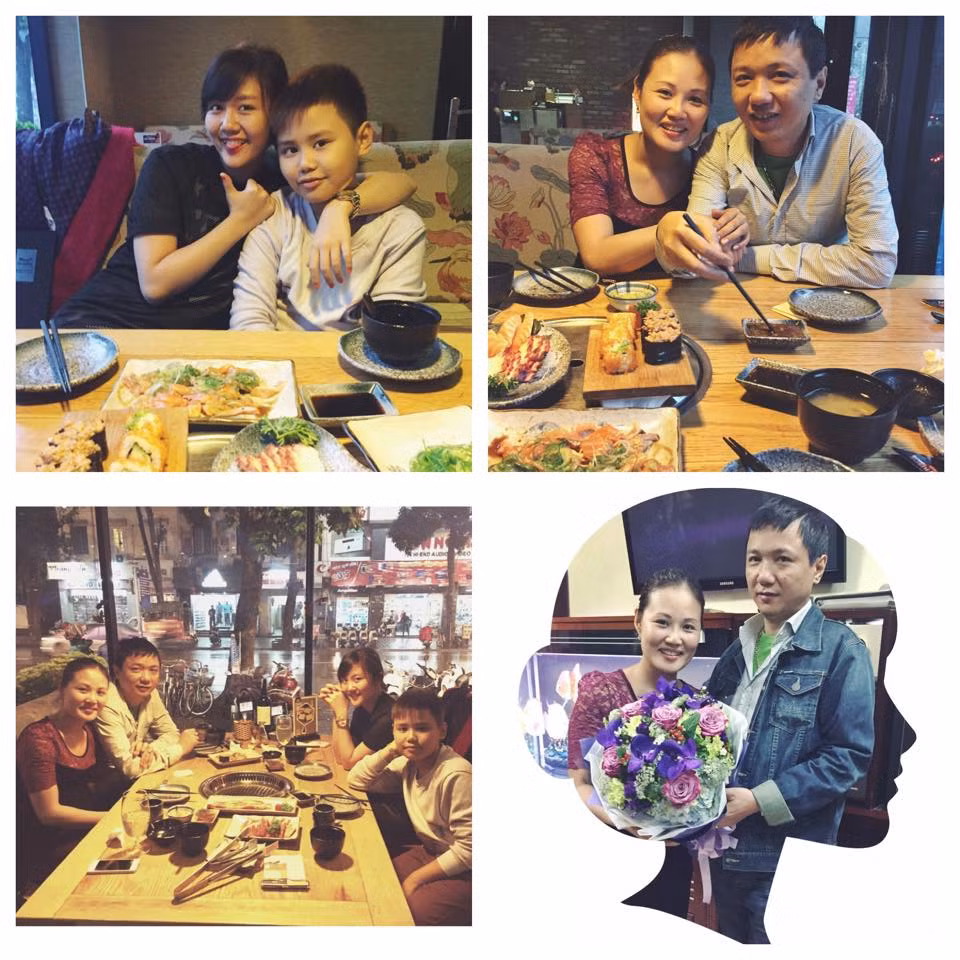 Ca sĩ Văn Mai Hương khoe ảnh hạnh phúc cùng gia đình. Trong ngày này, cô và mẹ được bố và cậu em đưa đi ăn tối và xem phim.