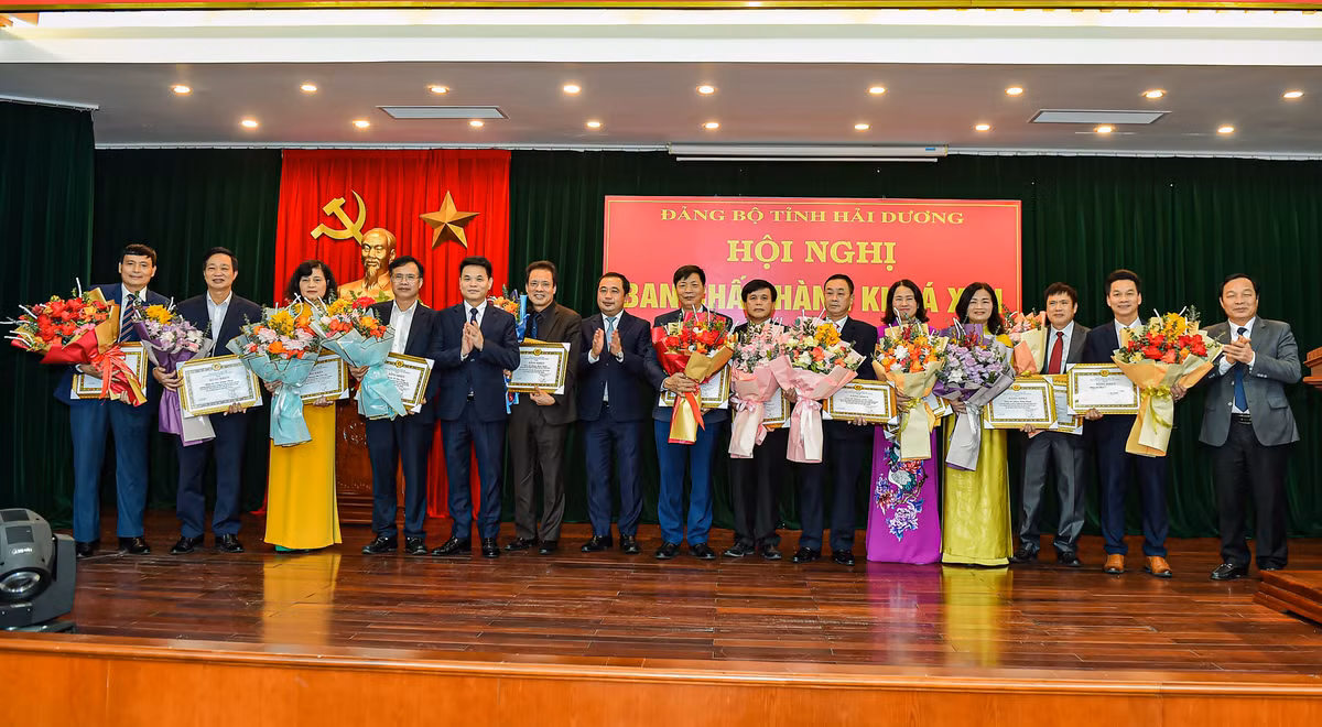 Hai Duong: Bieu duong 12 can bo tu nguyen xin nghi huu truoc tuoi