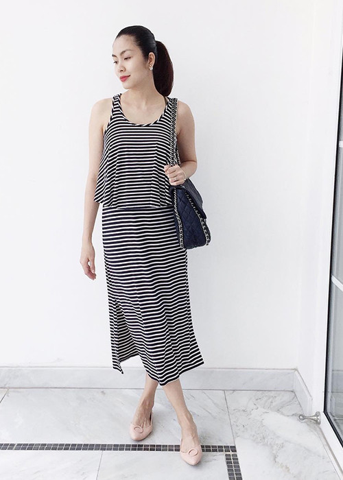 Ngoài ra, Tăng Thanh Hà còn thường xuyên đi dép bệt khiến nhiều người càng nghi ngờ cô mang thai. (Ảnh: Instagram nhân vật) 