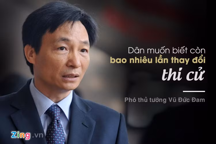 Báo cáo trước Quốc hội ngày 16/11, Phó thủ tướng Vũ Đức Đam nhấn mạnh: "Vì chúng ta có một dự án như việc sửa một ngôi nhà trong một số năm, nhân dân đều muốn biết rằng phương án sau cùng mà chúng ta đi đến ổn định là phương án thi như thế nào, từ lúc này đến khi đó qua bao nhiêu lần thay đổi nữa". 