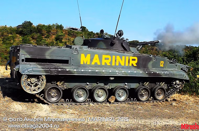 Khẩu pháo 2A70 100mm có khả năng bắn tên lửa chống tăng 9M117 có tầm bắn lên tới 4-5km, trong khi với đạn nổ phá mảnh 3OF32 thì tầm bắn của 2A70 cũng đã đạt tới 4km. Nguồn ảnh: otvaga2004