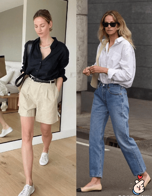 Stylist khuyên nên kết hợp áo oversize với quần ôm vừa vặn hoặc quần ống đứng hẹp. Đồng thời, nên để lộ cổ tay và mắt cá chân để có được vẻ ngoài năng động song vẫn gọn gàng. Cách phối đồ áo oversize này phù hợp với những người có vòng bụng to, hông nở nhưng tay chân nhỏ.