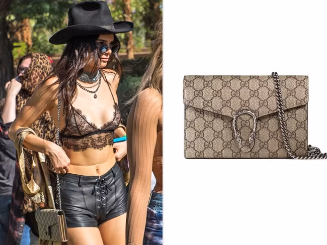 Chiếc túi ví Gucci giá 1.200 USD đã theo sát Kendall Jenner tới lễ hội âm nhạc Coachella.