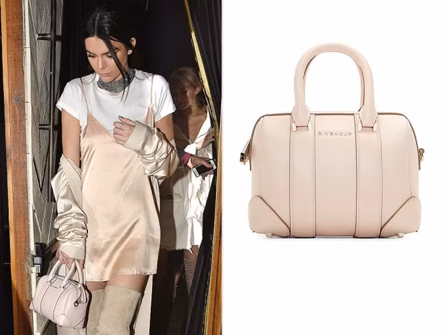 Ngoài chiếc túi Micro Lucrezia màu đen của Givenchy, Kendall còn mua thêm cho mình một chiếc tương tự nhưng màu hồng nude.
