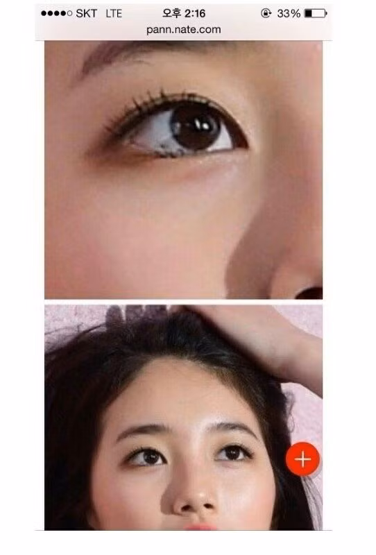 Cư dân mạng đã lấy bức ảnh chụp cận mắt của Suzy để minh chứng cho việc cô dao kéo mở rộng góc mắt.