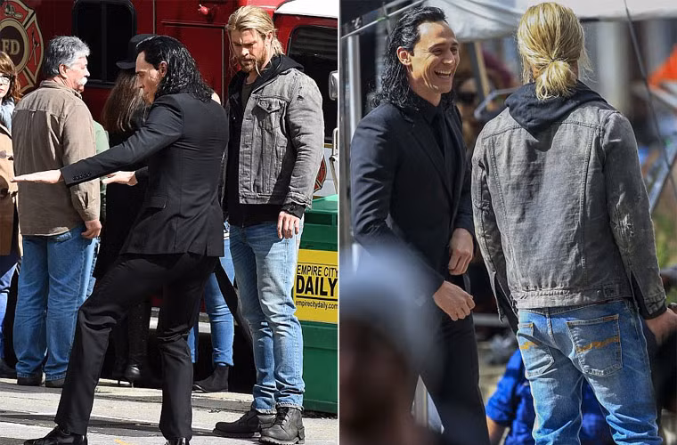 Nam diễn viên 35 tuổi rất vui vẻ, anh cười nói với Chris suốt cả buổi quay.