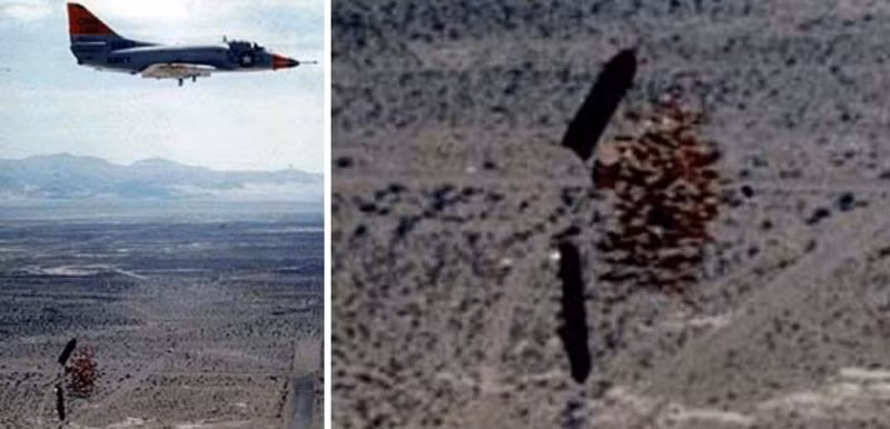 Hình ảnh “kinh dị” khoảnh khắc quả bom “mẹ” Mk-20 tách đổi vỏ tung vào không trung hàng trăm quả bom con.