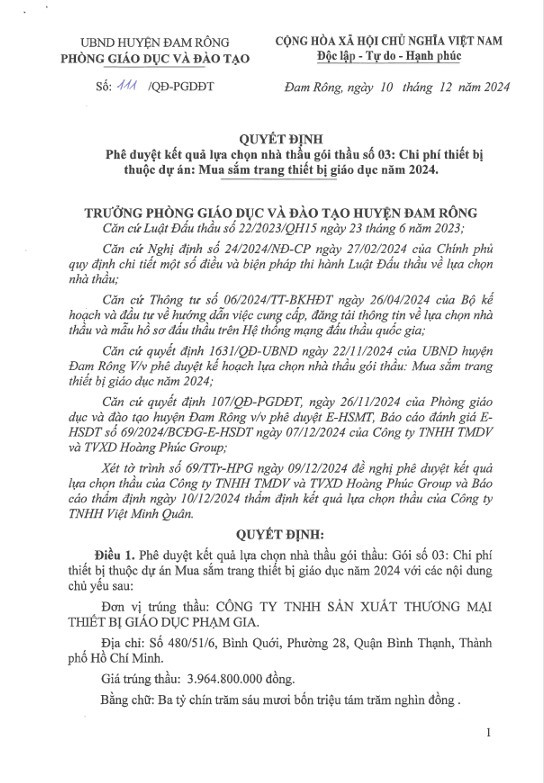 Công ty Thiết bị Giáo dục Phạm Gia 9 ngày trúng 7 gói thầu Cong ty Thiet bi Giao duc Pham Gia 9 ngay trung 7 goi thau