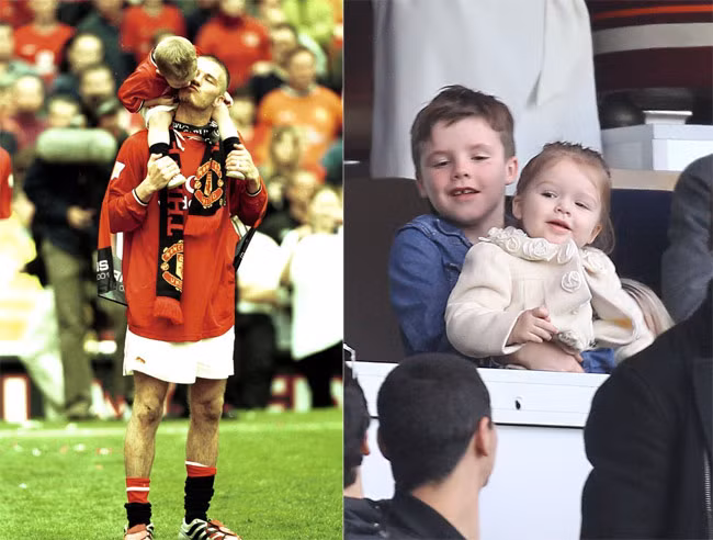 Tháng 4/2001, sau chiến thắng của đội MU, giành được cúp vô địch FA Carling, David Beckham đã công kênh con trai cả Brooklyn lên vai và hai bố con hôn nhau rất tình cảm. Cruz ôm em Harper trong lòng khi ngồi xem bố David đá bóng phía dưới.