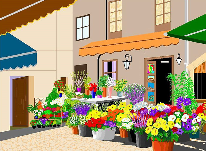 Tuy sử dụng một công cụ vẽ đồ họa đơn giản, loạt tranh của bà Zaera vẫn trở nên sống động và rực rỡ theo phong cách riêng.