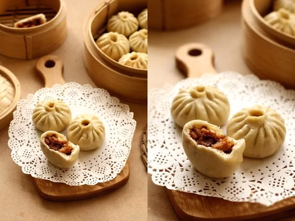 Bánh bao nhân thuốc bắc: Nhân của loại bánh bao này được chế biến từ 8 vị thuốc bắc tốt cho sức khỏe nên nó được coi là món bánh thuốc độc đáo nhất thế giới. Ảnh: Món ngon.