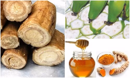 Trong y học cổ truyền, người ta vẫn sử dụng nghệ, sắn dây, mật ong và chuối hột để điều chữa đau dạ dày.