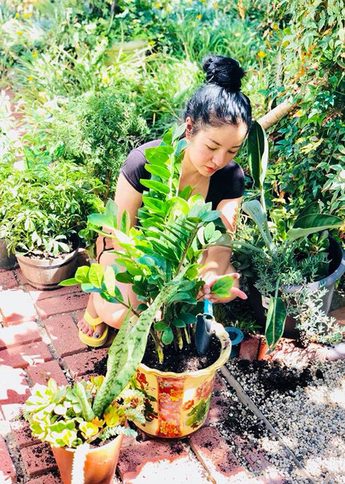 Ngoài đời, Thúy Nga thường dành thời gian rảnh rỗi chăm sóc khu vườn của mình ở Mỹ.