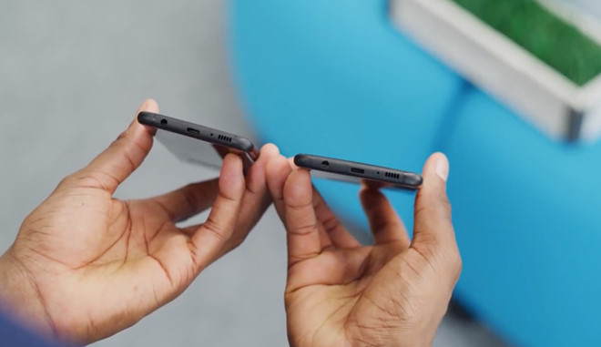 Jack cắm tai nghe 3.5 mm, loa ngoài và cổng sạc USB-C được đặt ở phía dưới của cả 2 máy.