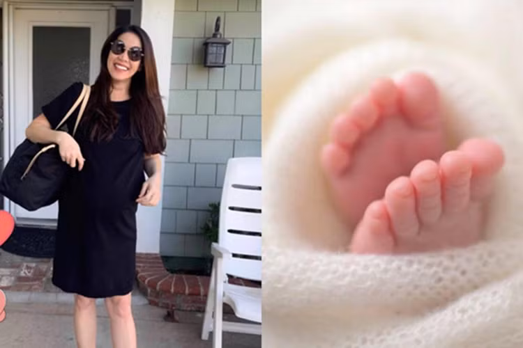 Than Thuy Ha lien tuc khoe hinh anh con gai moi sinh o My