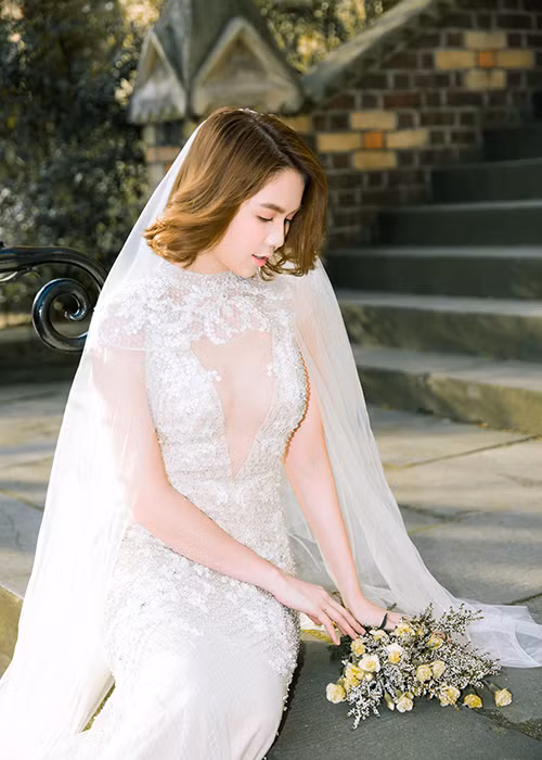 Năm 2017, trong chuyến công tác Australia, Ngọc Trinh thực hiện một bộ ảnh cưới. Ảnh: Người đưa tin