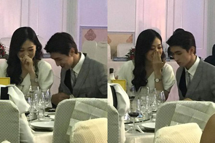 Mới đây, cặp đôi bị lộ ảnh vui vẻ đi ăn tiệc trước Tết. Ảnh: Phụ nữ pháp luật