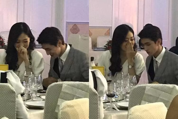 Mới đây, cặp đôi bị lộ ảnh vui vẻ đi ăn tiệc trước Tết. Ảnh: Phụ nữ pháp luật