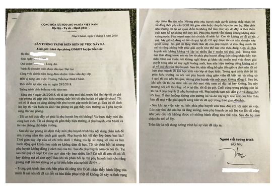 Tường trình của cô giáo khá phù hợp lời kể của nhân chứng.