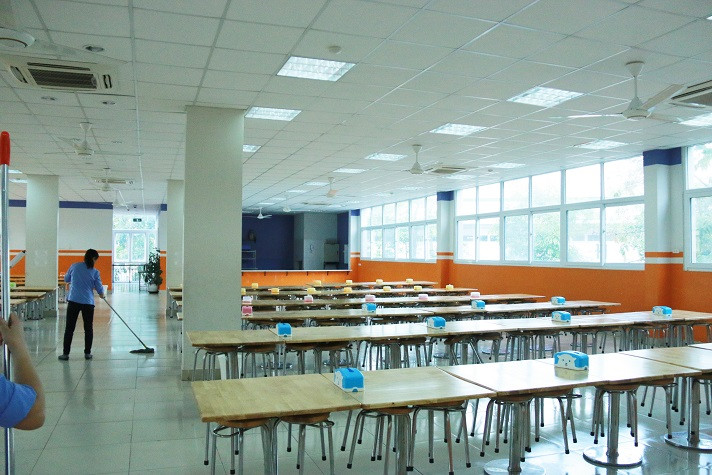 Nhà ăn trường Đoàn Thị Điểm Greenfield (KĐT Ecopark, Hưng Yên). Nguồn ảnh: Vietnamnet.