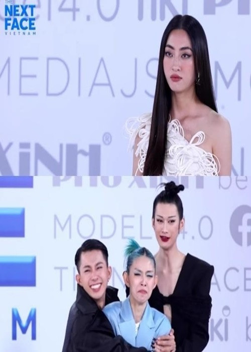 Lý do Hương Giang đề cập đến Lương Thùy Linh là tại chương trình The next face, Lương Thùy Linh tha cho cả đội của huấn luyện viên TyhD bởi lời khen của thí sinh Thế Duy, thay vào đó loại sạch thí sinh đội huấn luyện viên H'Hen Niê. Tuy nhiên, vì Lương Thùy Linh không liên quan đến Quý ông hoàn mỹ nên câu nói của Hương Giang gây ra tranh cãi. Nhiều ý kiến cho rằng Hương Giang kém duyên khi “cà khịa” người không liên quan. Ảnh: Tiền Phong