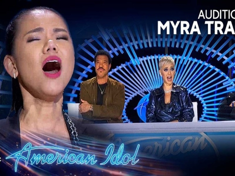 Năm 2019, Myra Trần bất ngờ tham gia cuộc thi American Idol. Trong chương trình, cô khoe giọng hát "khủng" qua ca khúc "One night only" khiến cả ba vị giám khảo: Lionel Richie, Luke Bryan, Katy Perry phải phấn khích. Ảnh: Một thế giới
