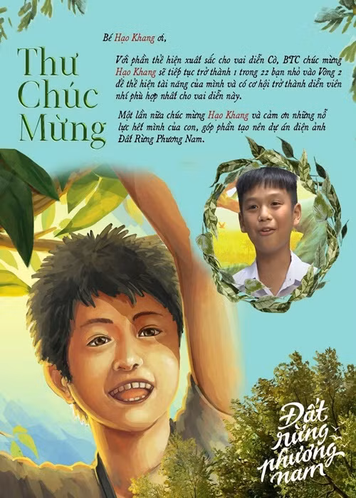 Hồi tháng 1/2022, Hạo Khang lại khoe, nhờ thử vai Cò xuất sắc nên là 1 trong 12 em nhỏ lọt vào vòng 2 tiếp tục thể hiện tài năng để chọn diễn viên cho vai diễn này. Ảnh: FBNV