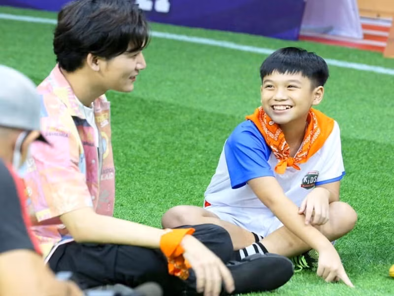 Cậu nhóc từng tham gia chương trình Cầu thủ nhí 2021. Ảnh: FBNV
