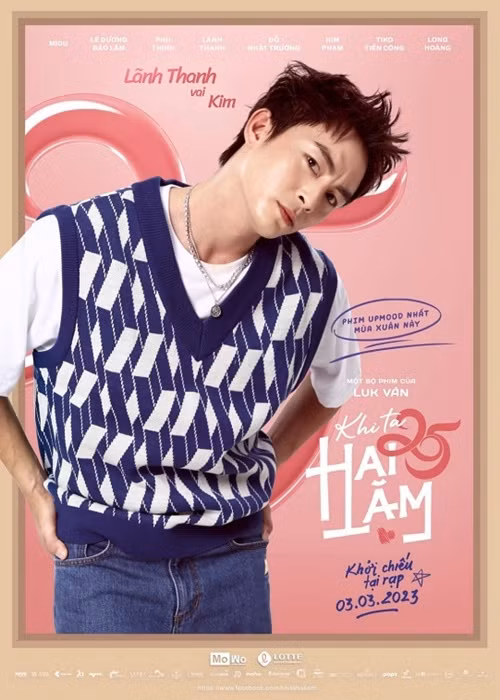 Trong bộ phim "Khi ta hai lăm", Lãnh Thanh vào vai một rapper tên Kim tài năng nhưng vô cùng hiếu thắng của nhóm The Air. Ảnh: Thế giới điện ảnh