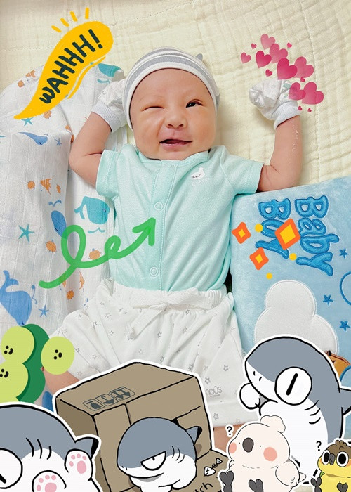 Mâu Thủy ghi lại khoảnh khắc quý tử đá lông nheo.