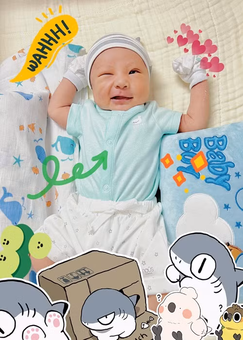 Mâu Thủy ghi lại khoảnh khắc quý tử đá lông nheo.