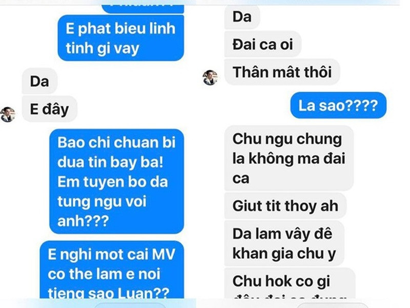 Đàm Vĩnh Hưng tung loạt tin nhắn giữa anh và Phan Ngọc Luân, cho thấy học trò dựng chuyện tình cảm để PR bẩn cho MV mới. "Ông hoàng nhạc Việt" còn cho biết, anh sẵn sàng tha thứ cho Phan Ngọc Luân vì học trò nông nổi, tin lời xúi giục, tư vấn sai của những người không có tâm. Ảnh: FBNV