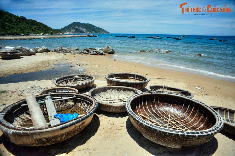 Những chiếc thuyền thúng trên bến cá bãi Hương, Cù Lao Chàm. Cù Lao Chàm là hòn đảo chính của xã đảo Tân Hiệp, thuộc thành phố Hội An. Nơi đây nổi tiếng với khung cảnh thiên nhiên hoang sơ và những nét văn hóa đặc sắc của cư dân miền biển.