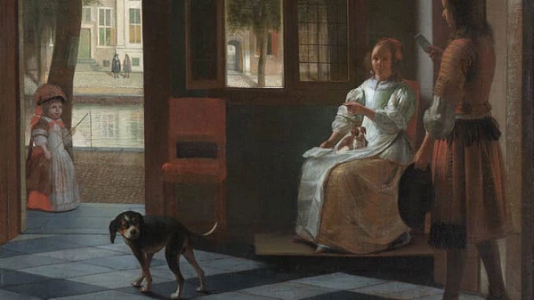 Một bức ảnh khác cũng từng gây nên cuộc tranh cãi liệu có phải iPhone đã xuất hiện từ nhiều thế kỷ trước? Đó là bức họa có tên "Người đàn ông đưa thư cho người phụ nữ trong hội trường" của Pieter de Hooch, vẽ vào năm 1670.