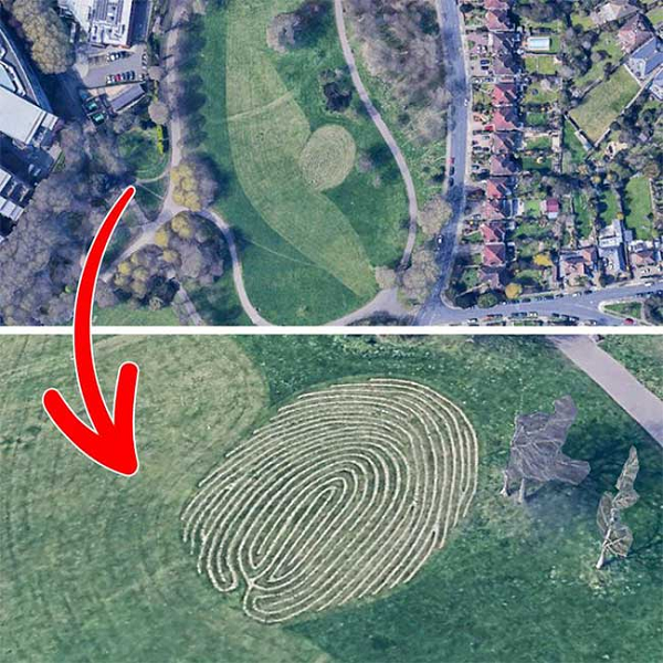 Fingermaze (Mê cung ngón tay), nằm ở Brighton. Nhìn qua Google Maps, trông nó tựa như một dấu vân tay khổng lồ. Fingermaze thực chất là một tác phẩm điêu khắc của nghệ sĩ Chris Drury. Ông làm ra nó vào năm 2006, với ý nghĩa là biểu tượng cho hành trình cuộc đời.