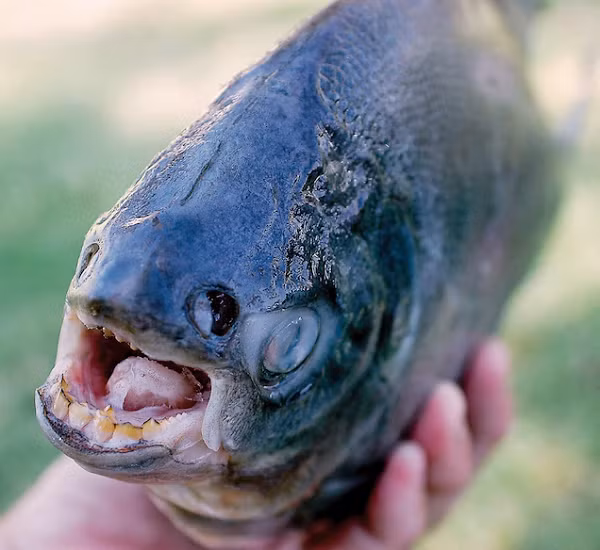 Loài cá này dù không nguy hiểm đối với con người nhưng có thể tấn công người khi đói, thường nhắm vào tinh hoàn. Đã có vụ một số người đàn ông bị cá Pacu cắn.