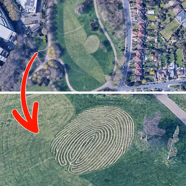 Fingermaze (Mê cung ngón tay), nằm ở Brighton. Nhìn qua Google Maps, trông nó tựa như một dấu vân tay khổng lồ. Fingermaze thực chất là một tác phẩm điêu khắc của nghệ sĩ Chris Drury. Ông làm ra nó vào năm 2006, với ý nghĩa là biểu tượng cho hành trình cuộc đời.