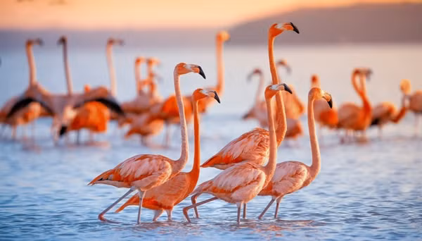 Những chú chim hồng hạc có màu sắc nữ tính này thường được tìm thấy ở bán cầu Nam và Tây. Chúng có khả năng giữ cân bằng cơ thể rất tuyệt bằng cách đứng một chân trong nhiều giờ mà không hề bị xê dịch hay lắc lư cơ thể.