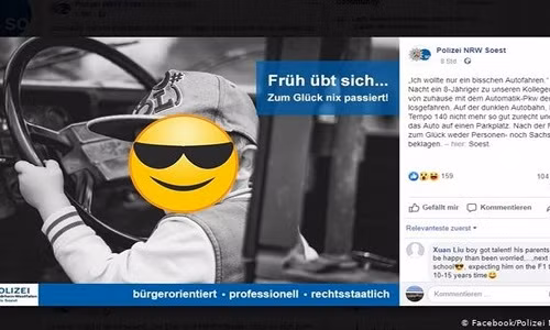 Be trai 8 tuoi tu phong o to 140km/h o Duc