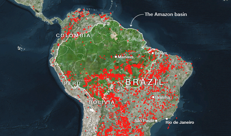 Theo thống kê, ngày 25/8, gần 80.000 đám cháy đã được ghi nhận khắp Brazil. Ảnh: CNN.