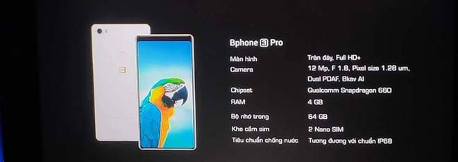 Các thông số kỹ thuật chính của Bphone 3 cũng lộ diện ngay trước giờ ra mắt. Ảnh: Dân Việt.