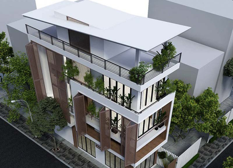 Hình khối vuông vắn đơn giản kết hợp đan xen tạo sự độc đáo và ấn tượng. Ảnh: Arhome.