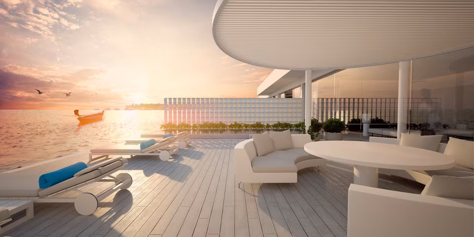 Trong đó, tầng trên nổi trên mặt nước, sở hữu tầm nhìn toàn cảnh vùng biển lân cận. Ảnh: BI.